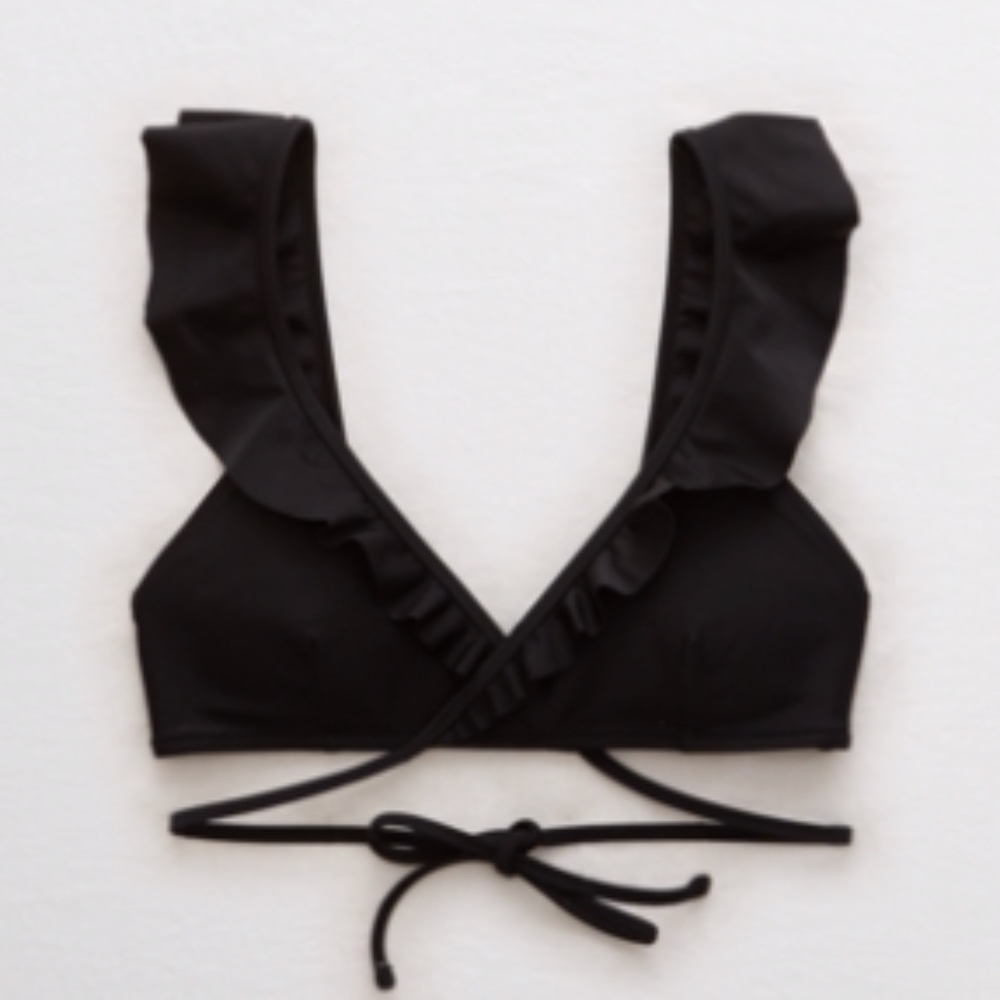 AERIE RUFFLE SCOOP BIKINI TOP